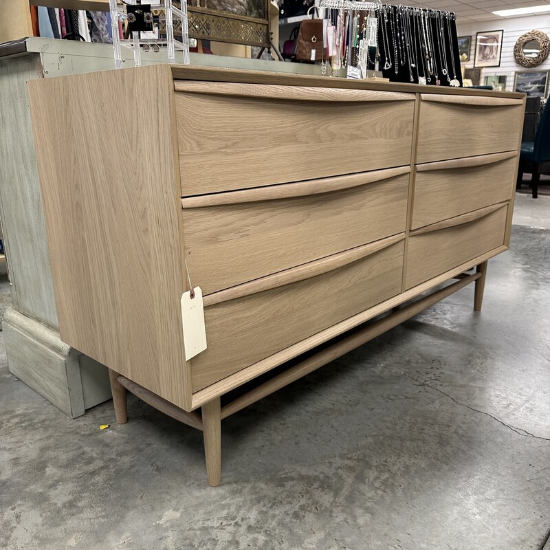 Article Oak 6-Drawer Dresser, Bleached Wood
Size: 63x19x33