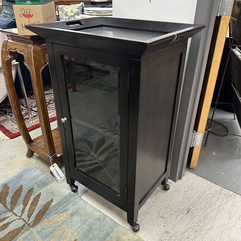 Bar Cart with Removable Serving Tray, Black and on Wheels.
Size: 24x20x39