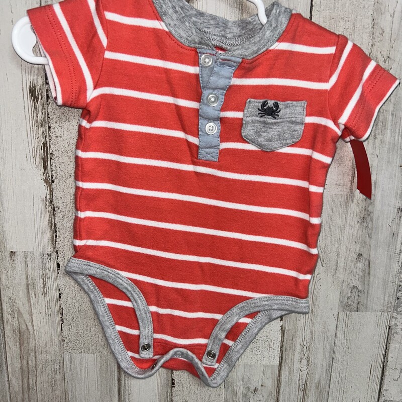 6M Red Stripe Onesie, Red, Size: Boy 0-9m