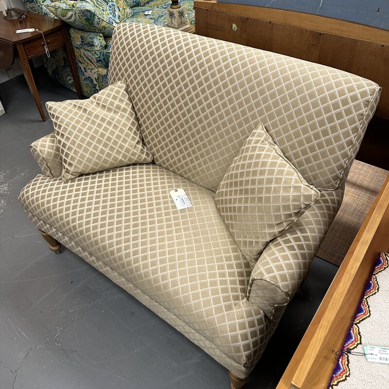 Upholstered Striped Settee, Tan/Cream<br />
Size: 48L