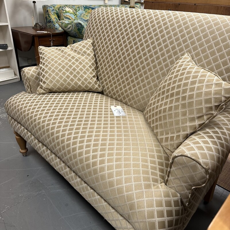 Upholstered Striped Settee, Tan/Cream<br />
Size: 48L