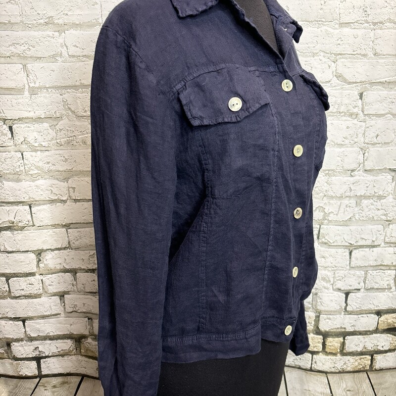 Made In Italy  100% Linen, Navy, Size: L?XL