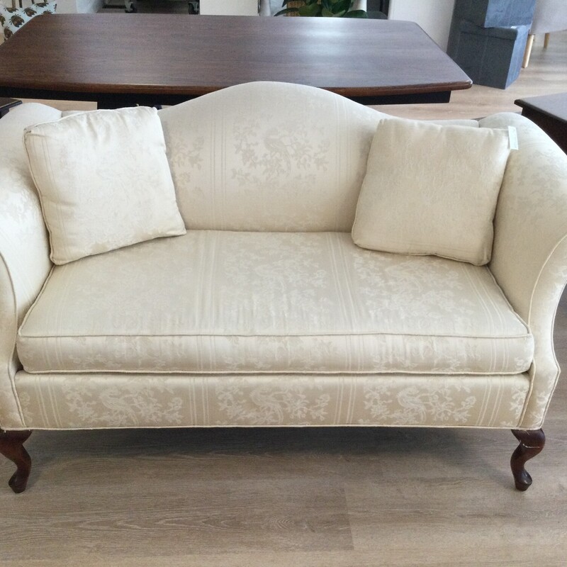 Vintage Queen Anne Loveseat, Cream, Size: 28X31X63