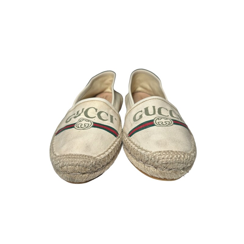 Gucci GG Espadrilles
Cream
 Size: 36
Some minor marks and discoloration