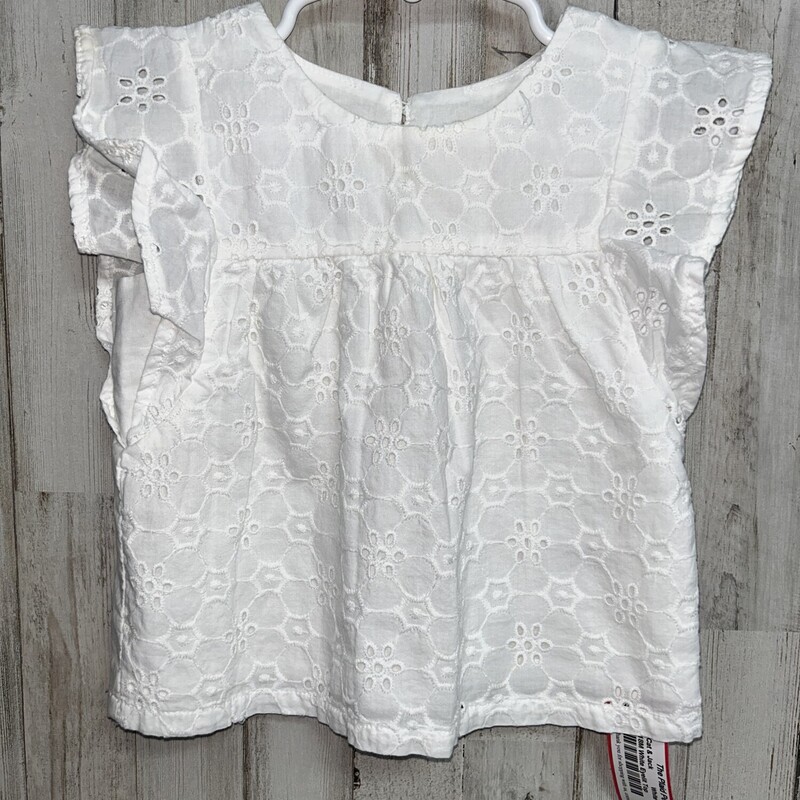 18M White Eyelit Top, White, Size: Girl 18-24