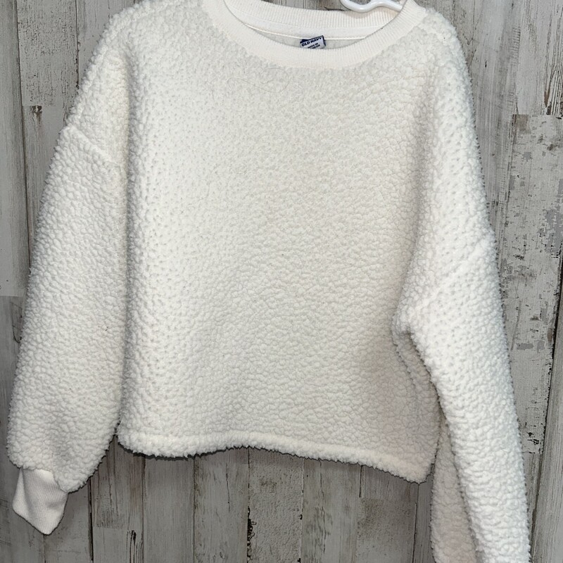 8 Cream Sherpa Sweatshirt, White, Size: Girl 7/8