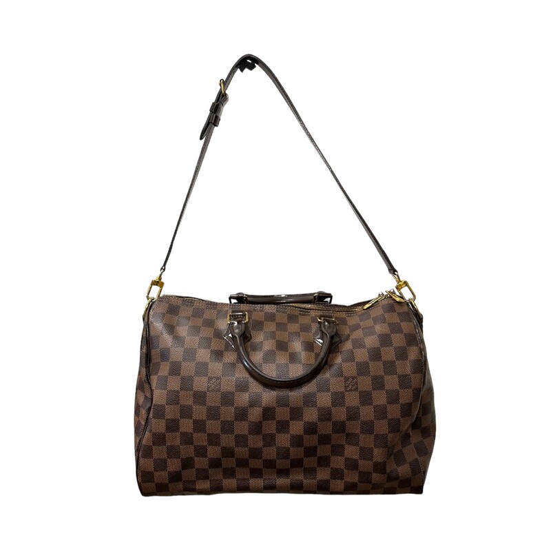 Louis Vuitton Bandouliere Speedy 35 Ebene<br />
<br />
Date Code: SD 0175<br />
<br />
Dimensions:<br />
<br />
Note: Cracking by the zipper pull.