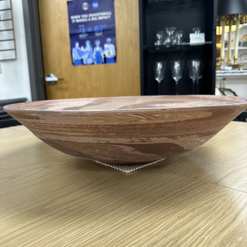 Large and heavy hand made Bowl by artist Dick Studley, Egyptian (this bowl is not waterproof). Not signed.<br />
Size: 22in