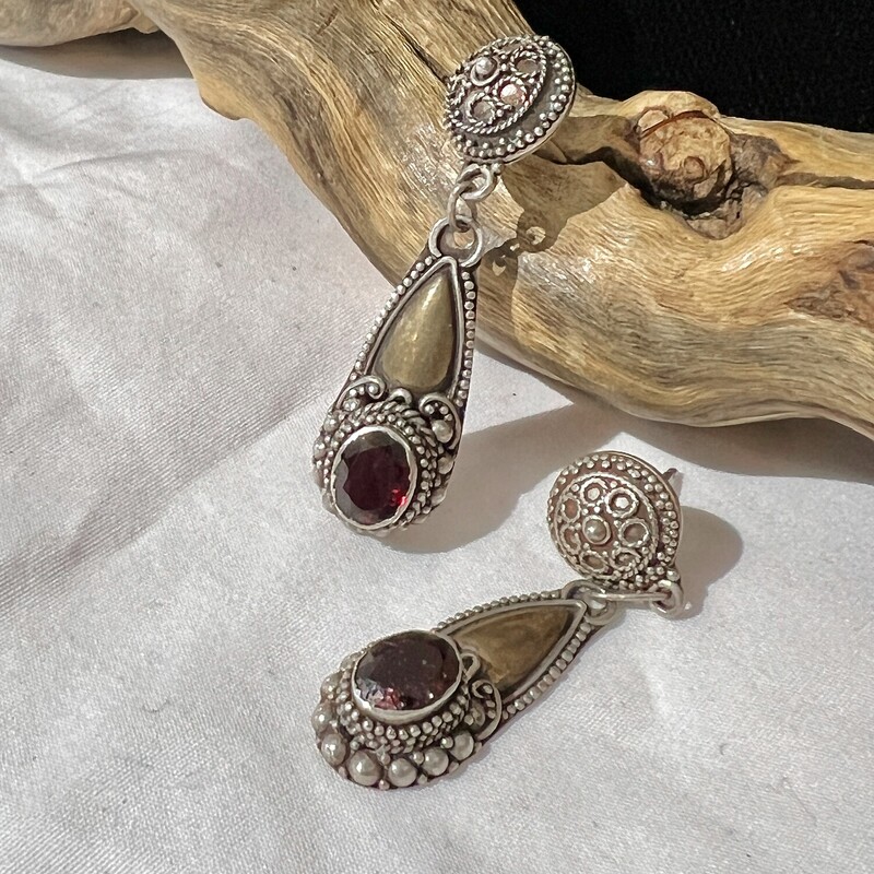 Sterling red oval stone earrings