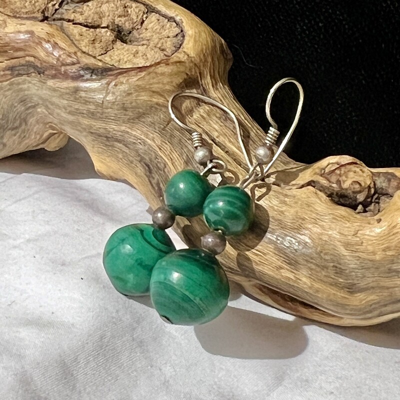 Malachite ball earrings