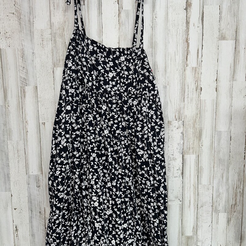 L Black Floral Print Tank