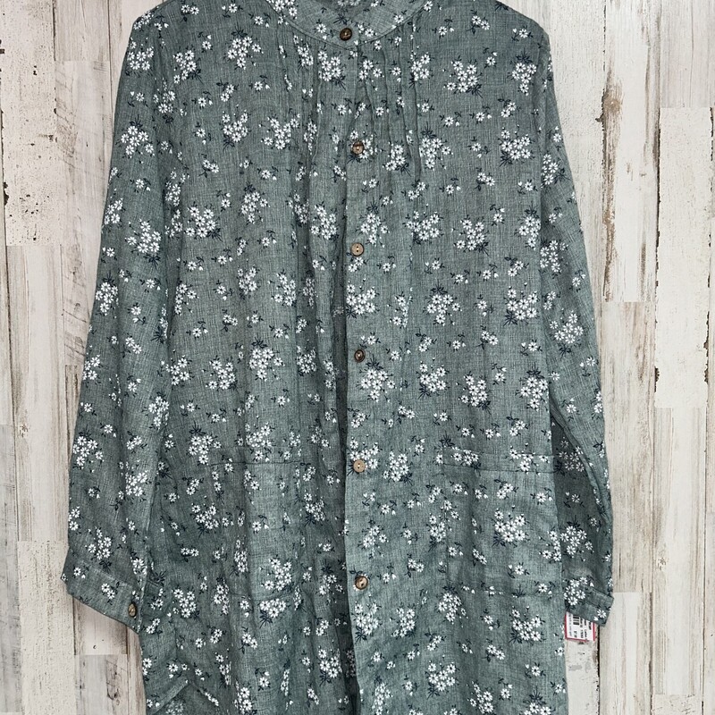 XL Green Floral Button Up, Green, Size: Ladies XL