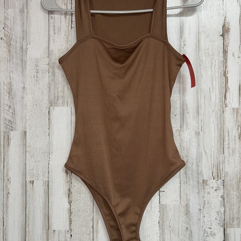 XS Brown Ribbed Bodysuit