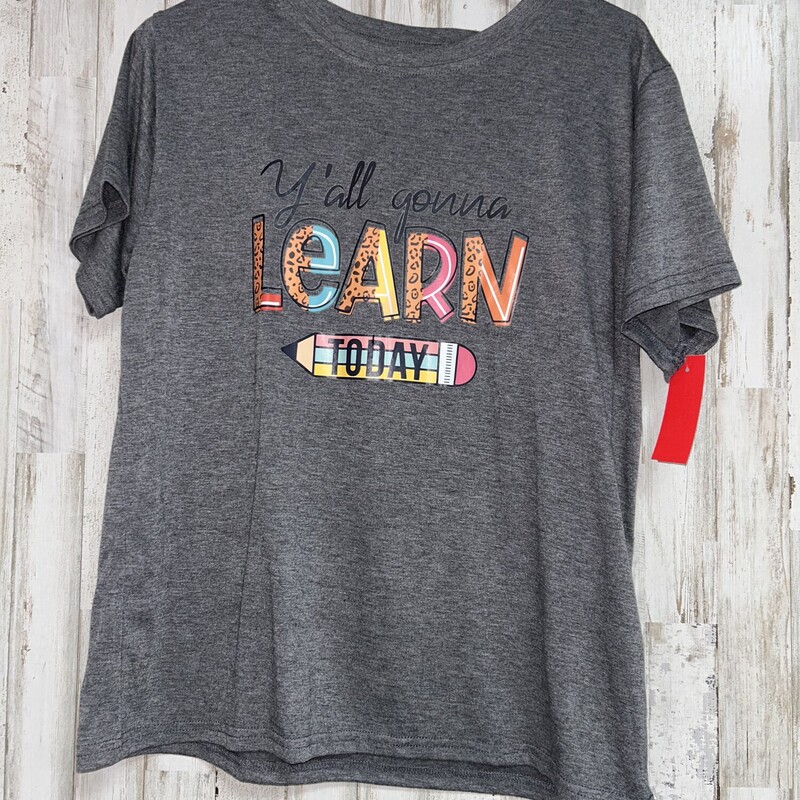 L Gonna Learn Today Tee, Grey, Size: Ladies L