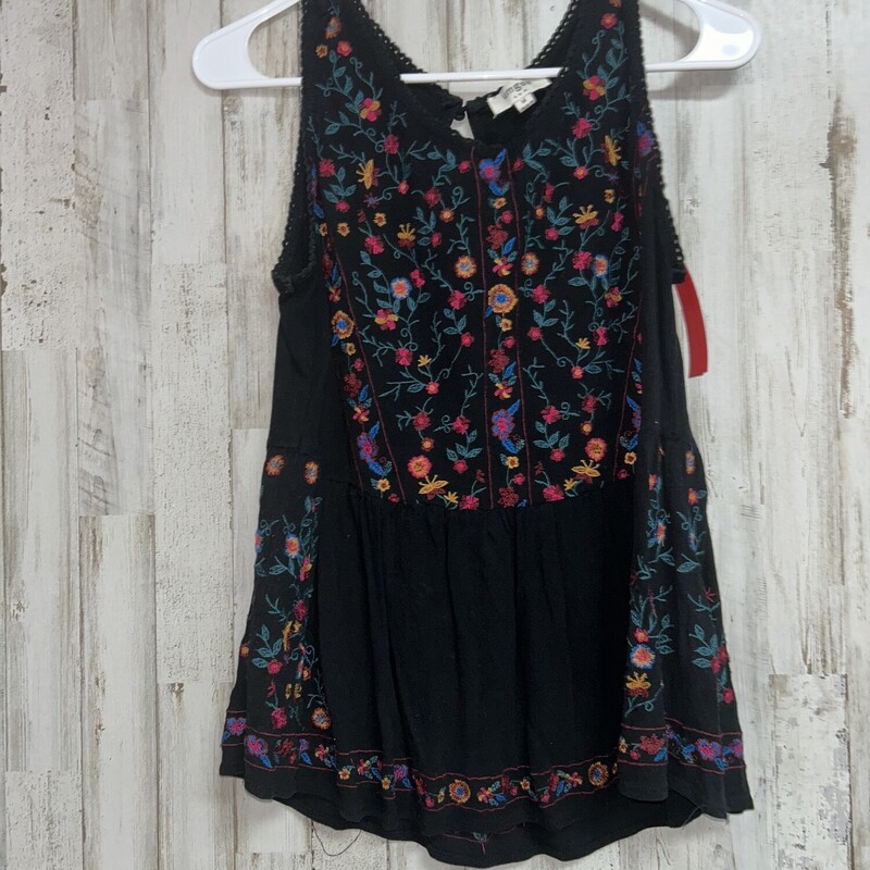 M Black Floral Tank, Black, Size: Ladies M