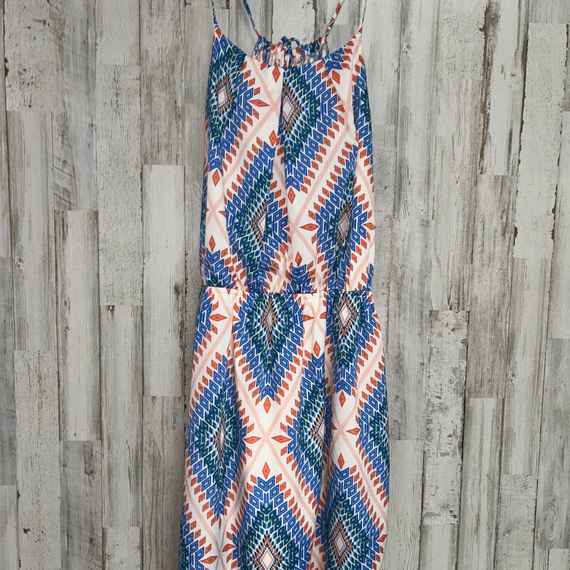 L Blue Printed Tank Dress