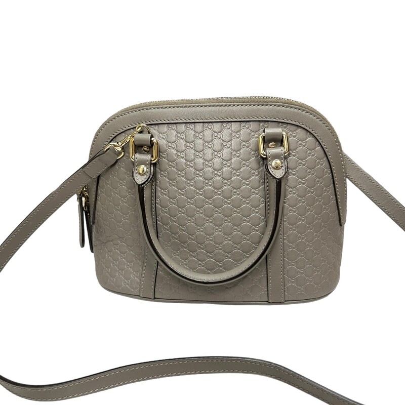 Gucci Grey Microguccissima Leather Mini Dome Bag<br />
<br />
Style Code: 449654 000926<br />
<br />
Dimensions:<br />
Length: 24 cm,Width: 12 cm,Height: 18 cm<br />
Handle Drop: 10 cm<br />
Shoulder Strap: 45 cm Adjustable