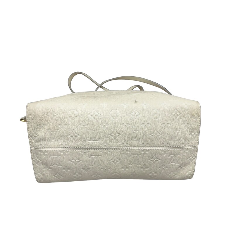 Louis Vuitton Luineuse PM Empreiente Monogram Cream<br />
<br />
Dimensions:<br />
13.5inW x 11inH x 7inD<br />
Handle Drop: 8.5in<br />
14-20in strap drop<br />
<br />
Date Code: SP1131<br />
<br />
Note: A few black marks through out the bag. Light wear to the straps.