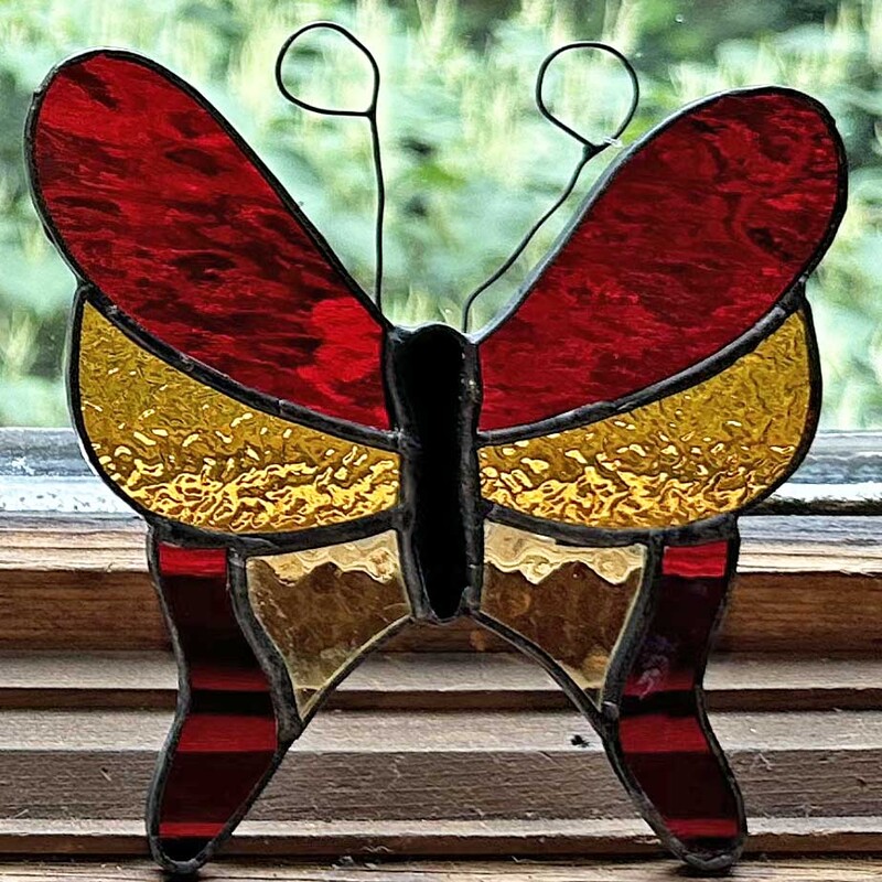 Red and Gold Stained Glass Butterfly
6 In x 6 In.