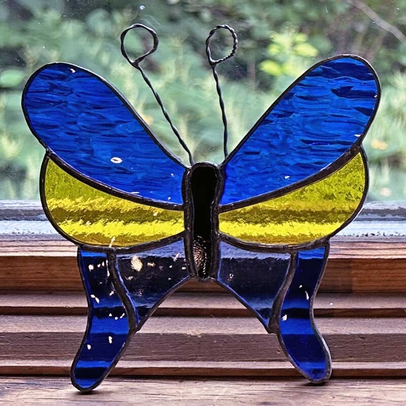 Blue Yellow Stained Glass Butterfly
6 In x 6 In.