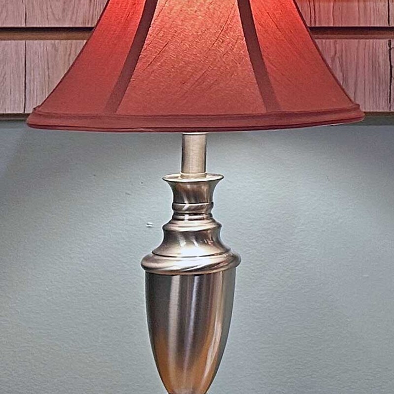 Silver Lamp Maroon Shade
18 In Tall.