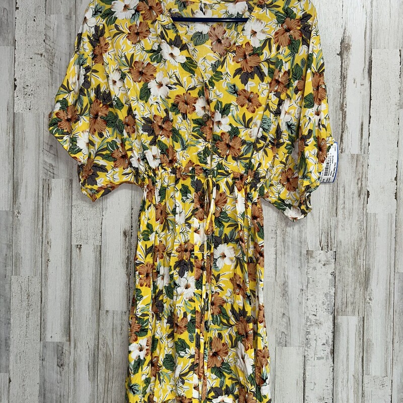 S Yellow Floral Print Dre