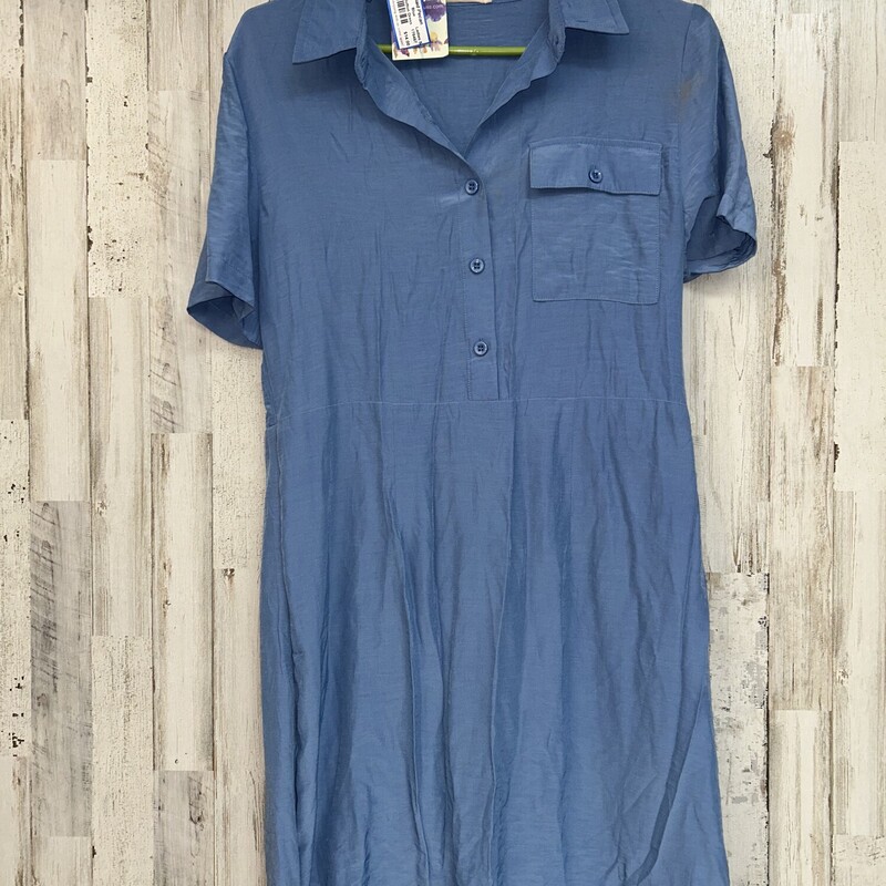 NEW S Blue Button Dress