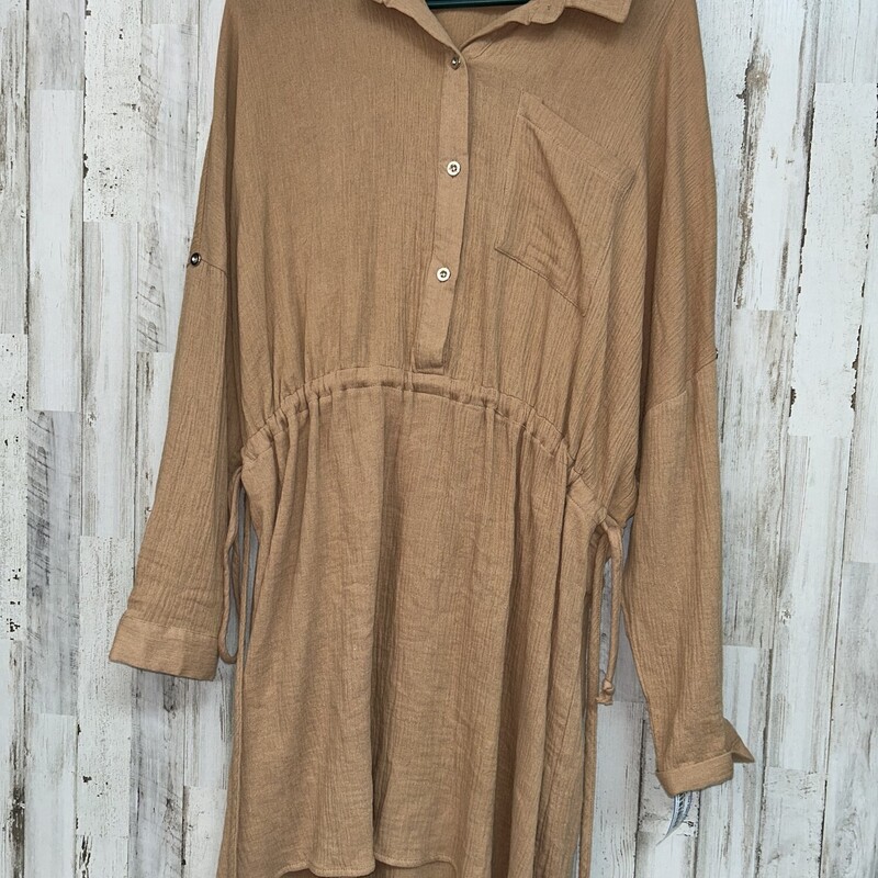 M Tan Muslin Button Dress, Tan, Size: Ladies M