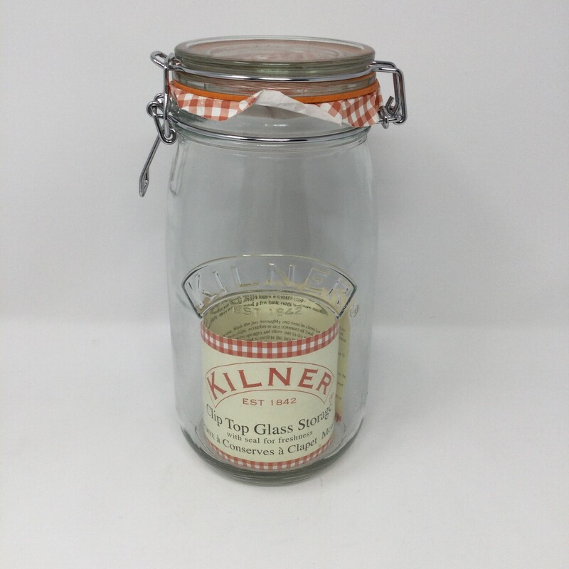 Kilner Glass Storage Canister,
Clear/Orange,
Size: 4 X 8.5 In