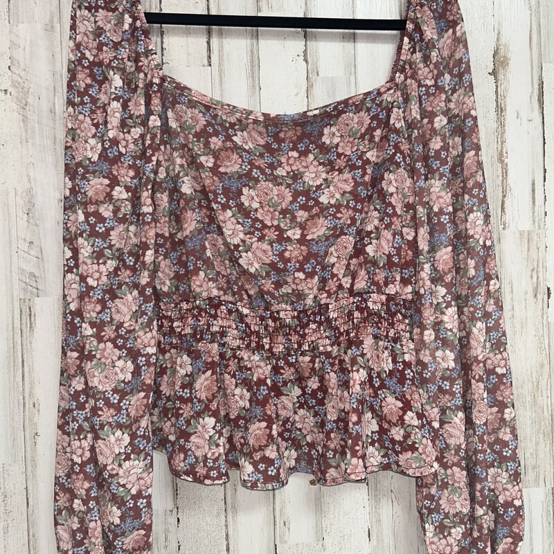 NEW L Mauve Floral Top, Pink, Size: Ladies L