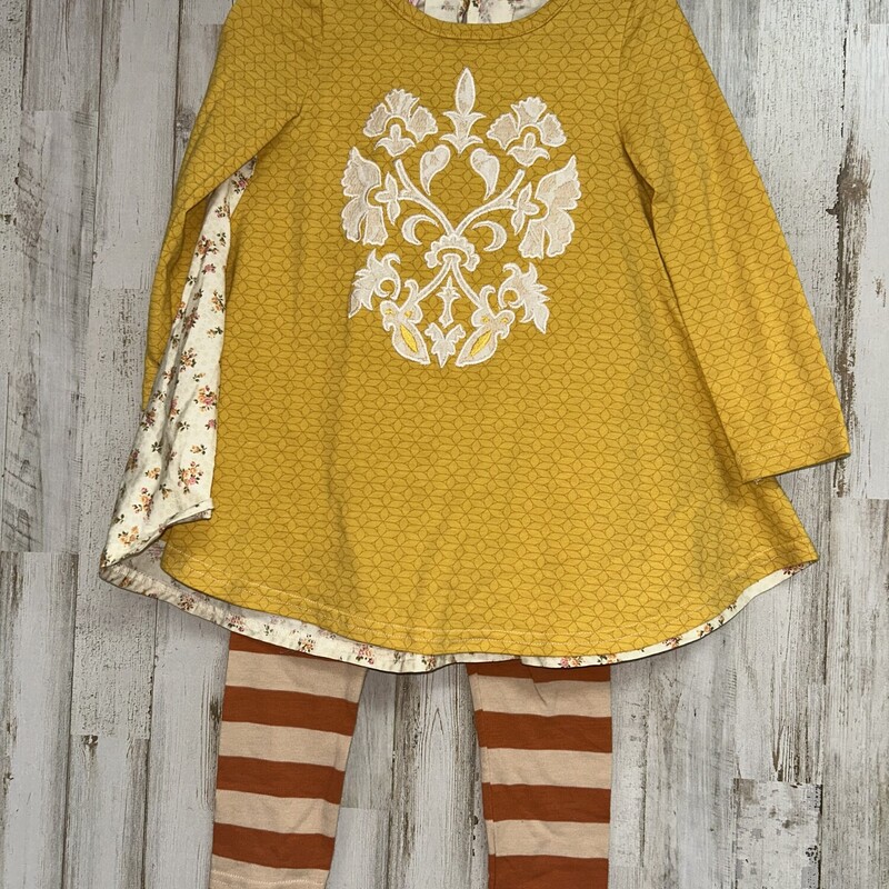 2T 2pc Yellow Lace Printe