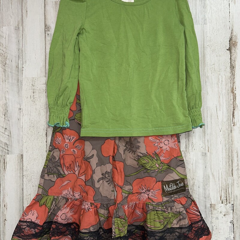 2 2pc Green Floral Set, Green, Size: Girl 2T