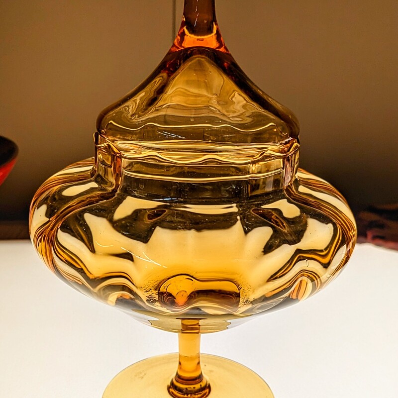 Empoli Glass Pedestal Candy Dish
Amber
Size: 7 x 11H