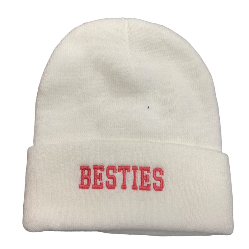 Team Besties Beannie, Whte, Size: S