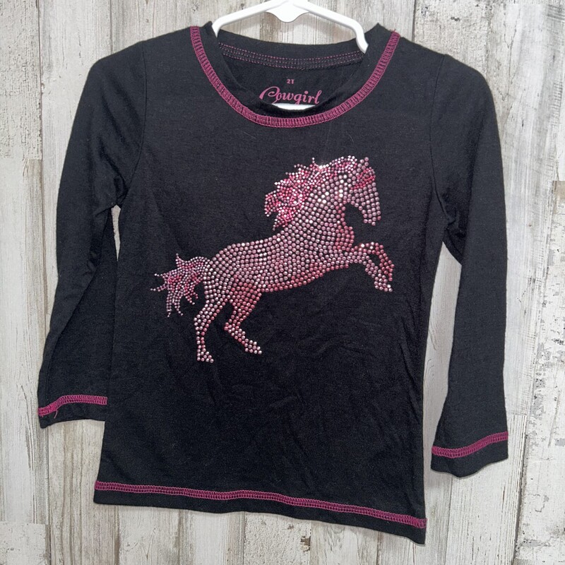 2T Black Studded Horse Te