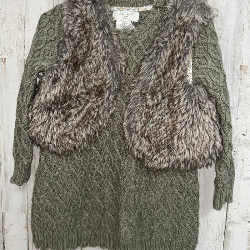 2T 2pc Green Knit Dress