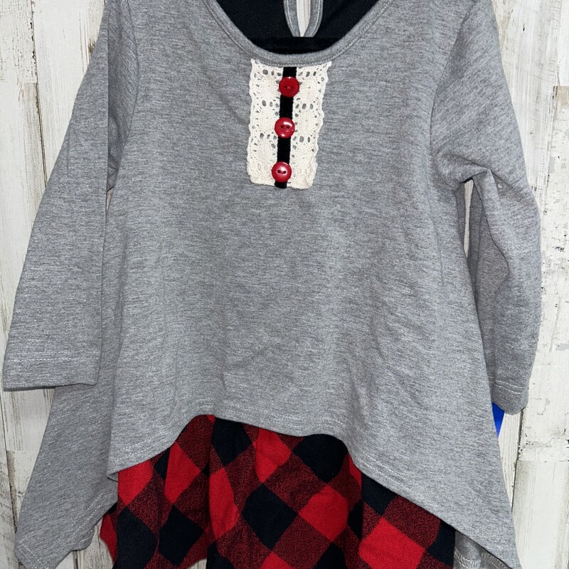 3T Grey Plaid Button Top