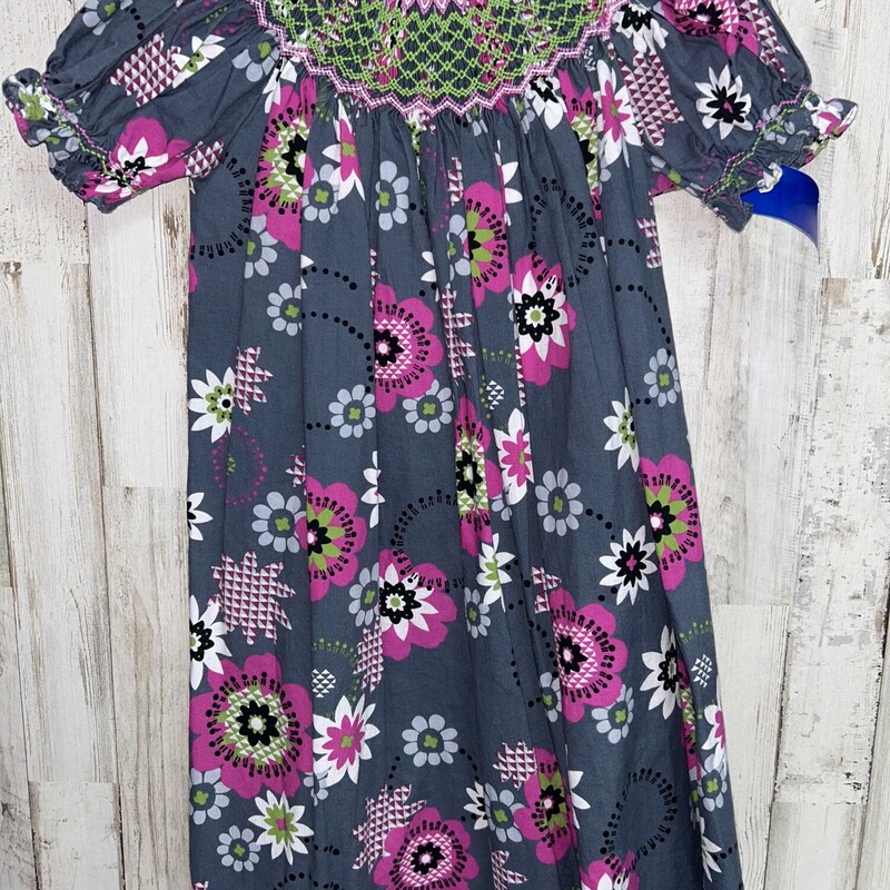 3T Grey Floral Smock Dres