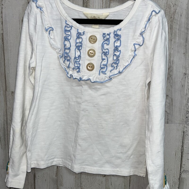 4 White Ruffled Button To