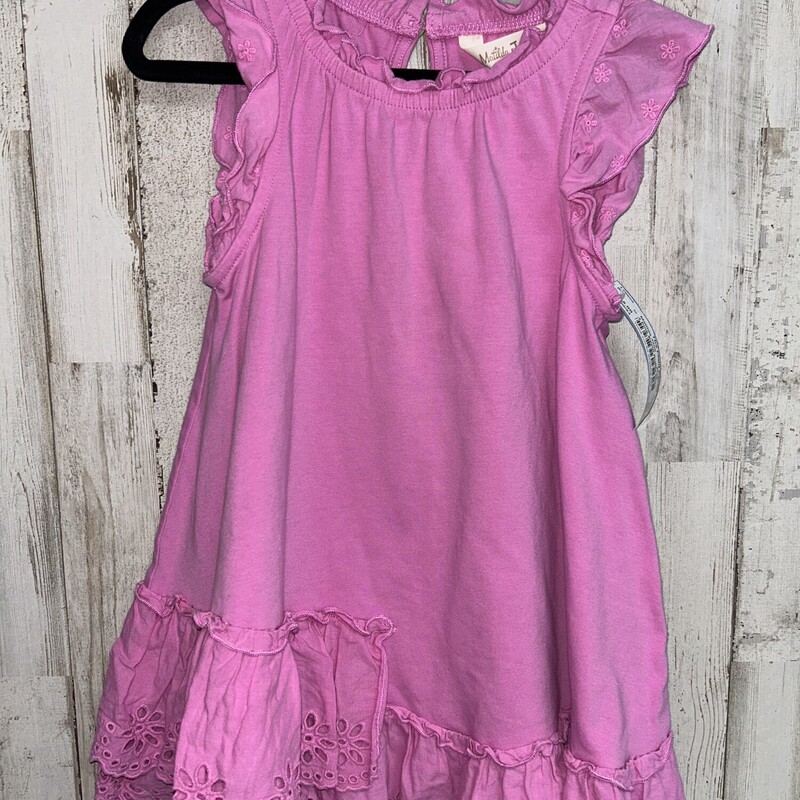 4 Pink Eyelit Ruffle Dres, Pink, Size: Girl 4T