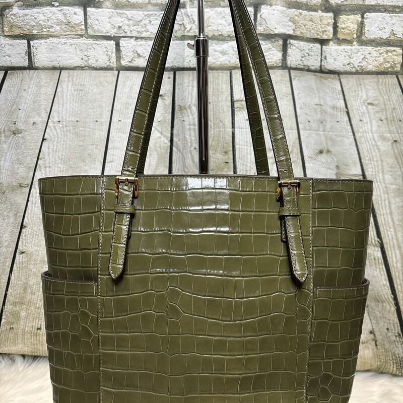 Michael Kors, Grn/croc, Size: Zip Tote