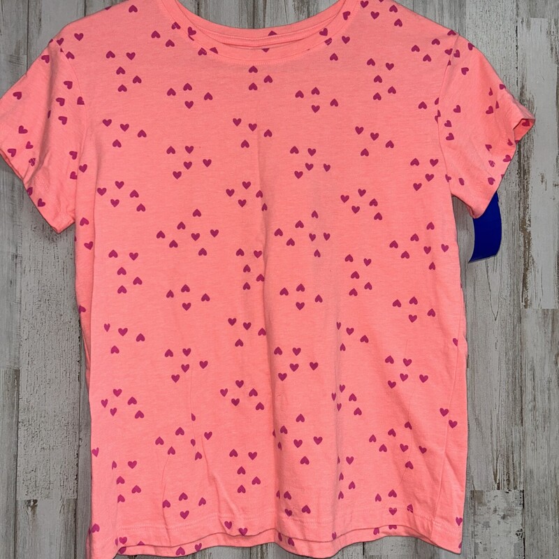 14 Coral Heart Print Tee, Pink, Size: Girl 10 Up