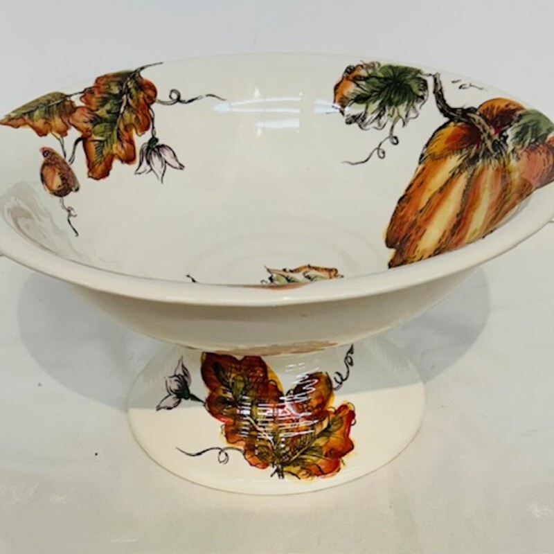 Maxcera Fall Pedestal Bowl
Cream Orange Green Brown
Size: 10x6H