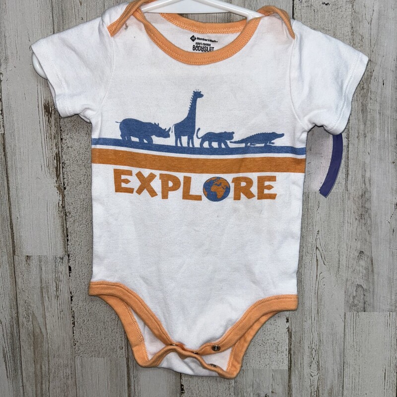 3/6M White Explore Onesie, White, Size: Boy 0-9m