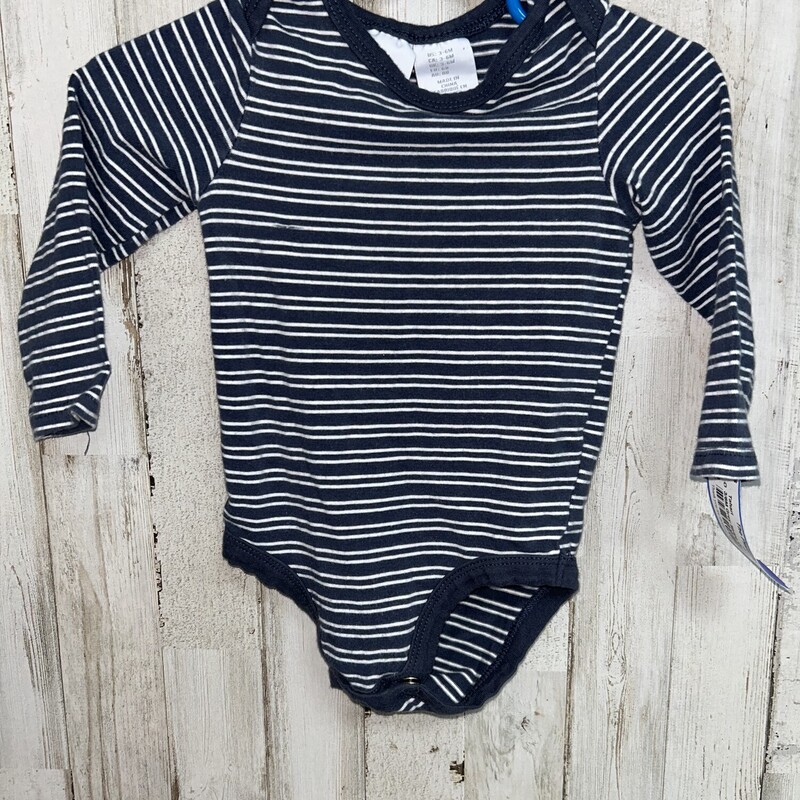 3/6M Grey Stripe Onesie, Grey, Size: Boy 0-9m