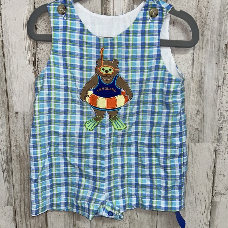 6/9M Plaid Lifegaurd Romp, Blue, Size: Boy 0-9m