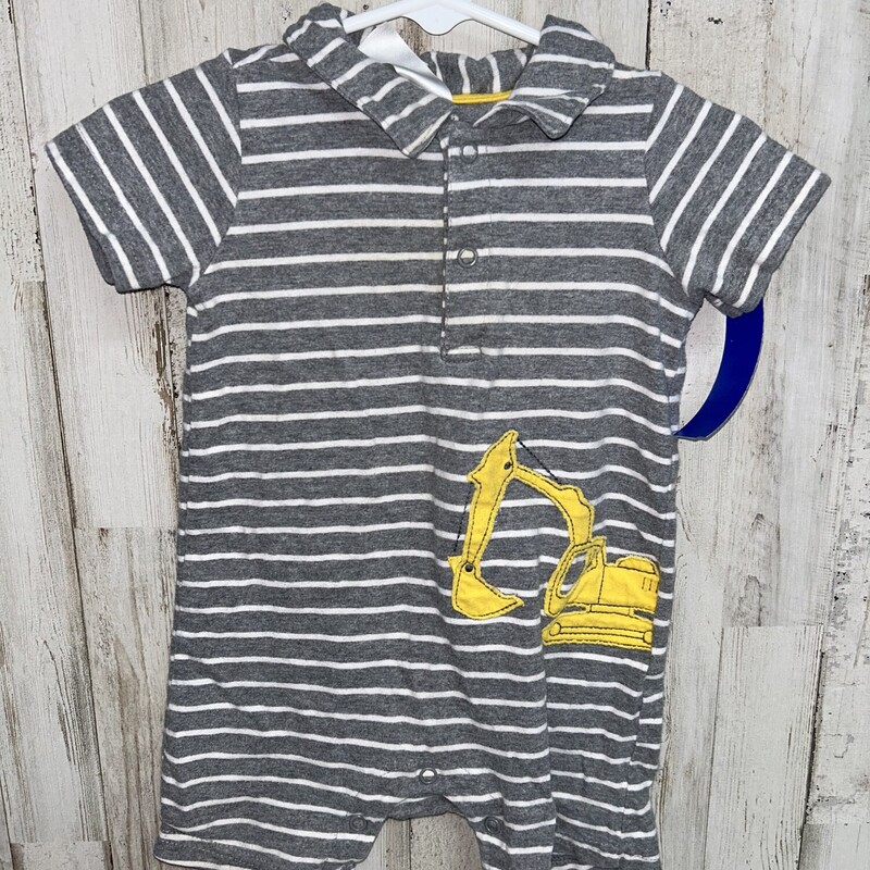 12M Grey Stripe Truck Rom, Grey, Size: Boy 12-24m