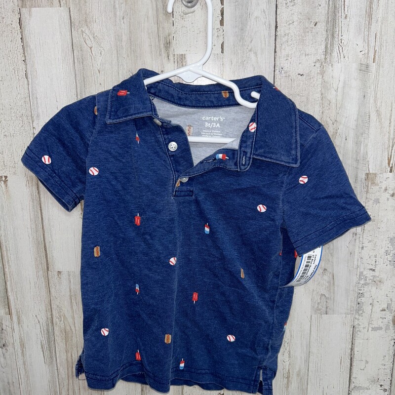 3T Blue Baseball Polo, Blue, Size: Boy 2T-4T