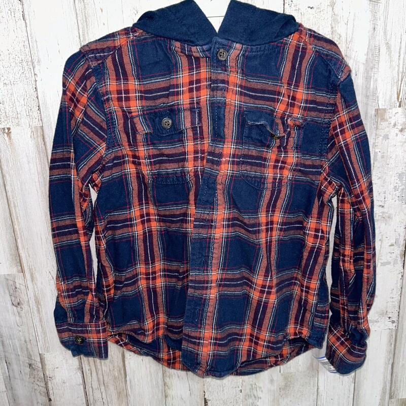 4/5 Hooded Flannel, Blue, Size: Boy 2T-4T