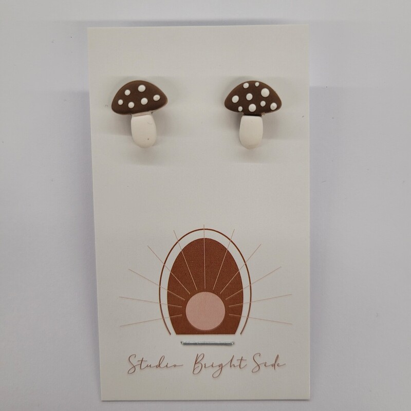 Earrings, Size: Studs, Item: Mushroom